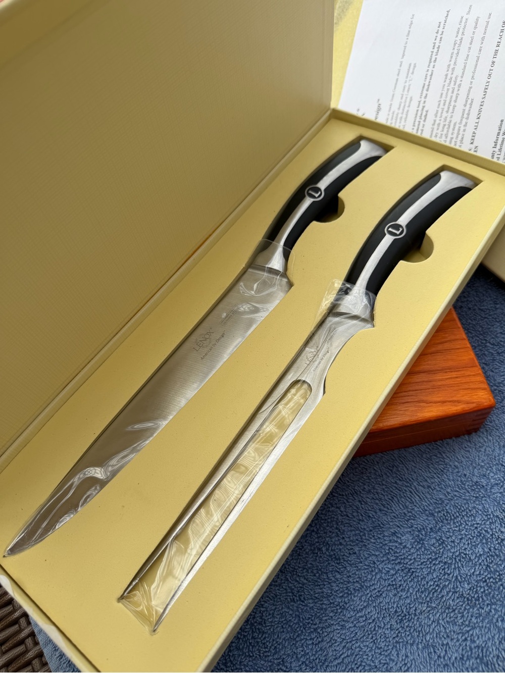 Lenox Black and Silver Carving Knife and Fork Set